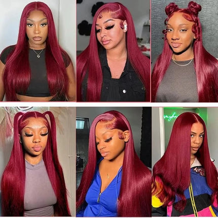 Straight Human Hair Bundles Wine Red Color 99J Burgundy Straight Brazilian Remy Virgin Human Hair Quick Weave Bundles Extensions