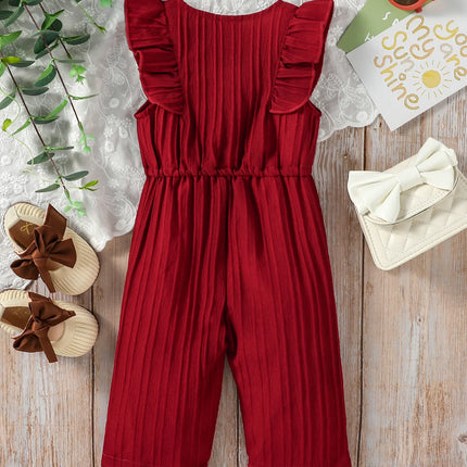 Kids Baby Girl's Solid Sleeveless Bodysuit For Summer European and American style Casual Jumpsuit