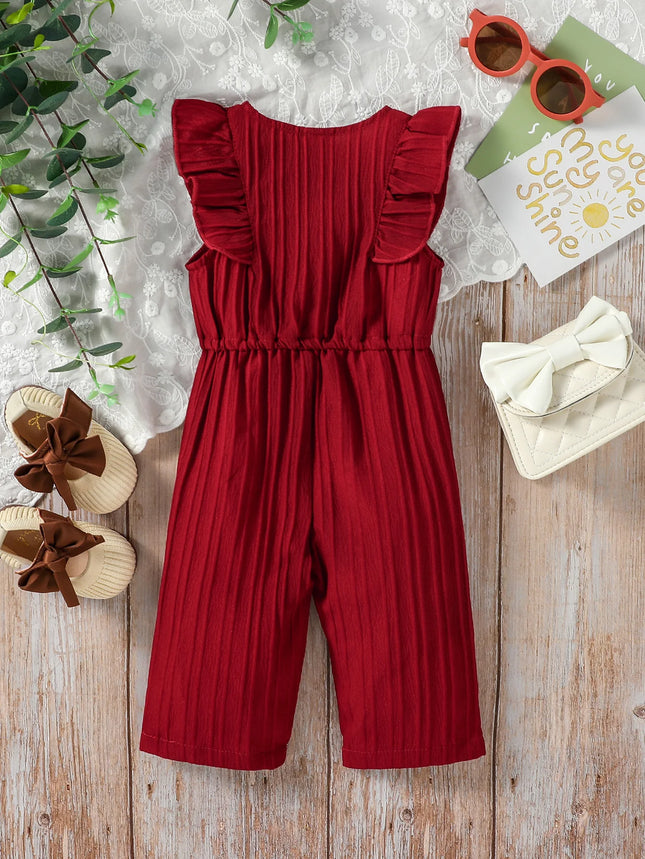 Kids' Baby Girl's Solid Sleeveless Bodysuit for Summer European and American Style Casual Jumpsuit
