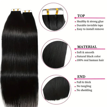 Straight Tape In 100% Real Remy Human Hair Brazilian Human Hair Extensions Skin Weft Adhesive Tape Hair Extensions 50G/set 20pcs