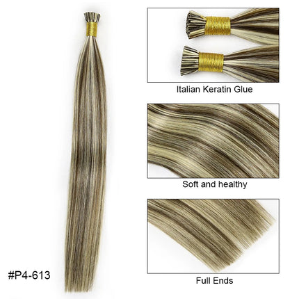 I Tip Hair Extension Straight Human Hair Extension 0.8g/ 1g/Strand 50pc/Set Capsule Keratin Natural Fusion Human Hair Extension