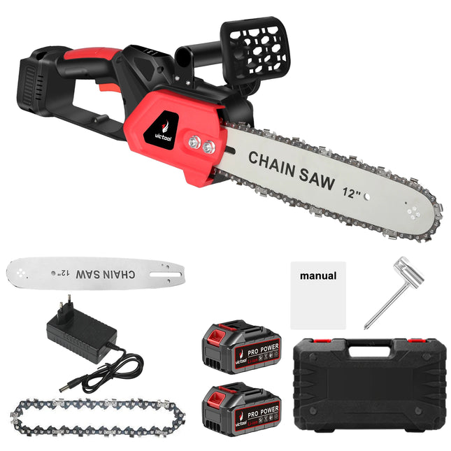12" Brushless Chainsaw Cordless Electric Chain Saw Garden Pruning Saw Woodworking Power Tool Anti-slip rubber handle BR