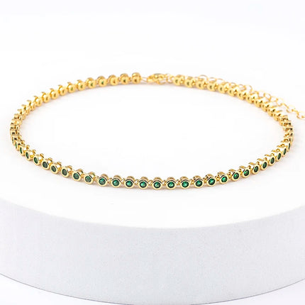 AIBEF INS Popular Romantic 5 Colors Rhinestone Women Pendant Gold Plated Iced Out Tennis Chain Necklace Charm Copper Zircon Gift