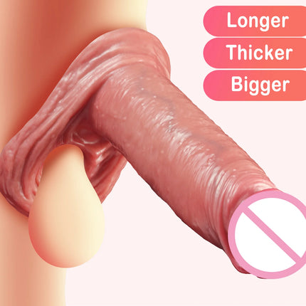 Soft Silicone Condom Enlargement Penis Sleeve Realistic Penis Extender Sex Toys for Men Sexual Tools Reusable Condom Cock Sleeve