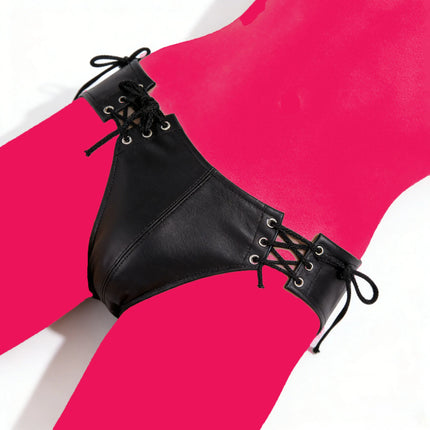 Latex Panties Sex Lingiere For Men Laced Up panty Bondage Underwear Open Crotch Knicker transparent Chastity Thong Unisex Thong