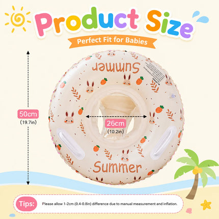 1PC Swimming Float Ring, Inflatable Pool Seat with Handles, Cartoon Bunny Toddler Pool Float Tube Summer Water Fun