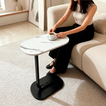 Side Table for Sofa Bed, Nordic U-Shaped Side Table with Tabloide, Small All-Purpose Side Table, Elegant and Modern