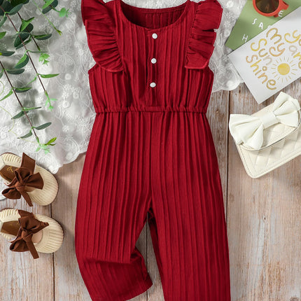 Kids Baby Girl's Solid Sleeveless Bodysuit For Summer European and American style Casual Jumpsuit