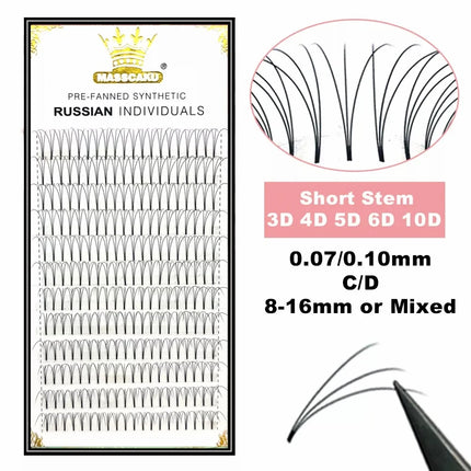 MASSCAKU Lashes Premade Wide Fans 3d/4d/5d/6d/10d/20d Short Stem Russian Volume Professional Eyelash Extensions Faux Mink