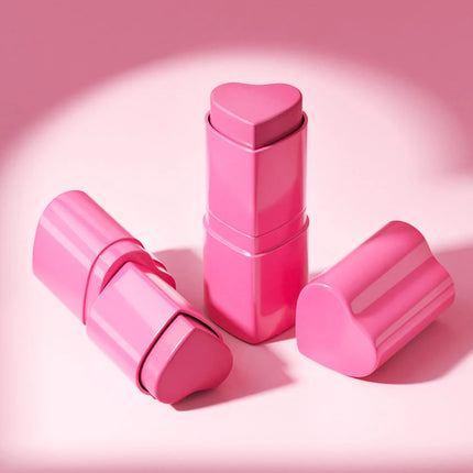 YOUNG VISION 6-Color Matte Heart Blush, Contour Stick, Face Sculpting Mousse Blush, and Lipstick 3-in-1, gift 1pcs makeup brush