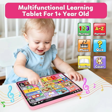 2026 New Learning Tablet for Toddlers, Trilingual Learning Toys with Music & Sound, Speech Therapy Toys for 12 Months Boy Girl, Musical Baby Birthday Toys for 1 Year Old Girls, Toddler Educational Toys Birthday Christmas Gift