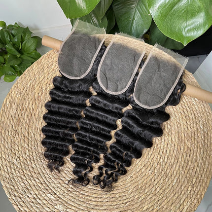 13X6 4X6 HD Lace Closure Frontal Human Hair Deep Wave Hair Melt Skins Pre Plucked 100% Real HD Lace Closure Only Virgin Hair
