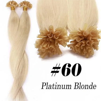 U Tip Hair Extensions 100% Human Hair Nail Tip Hot Fusion Italian Keratin Hair Extensions 50 Strands Highlight Blond Color