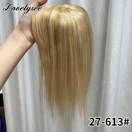 12x13cm Skin Scalp Topper Hair Piece Clip in Natural Hair Topper for Women 10"-14" Straight Brazilian Remy Human Hair Topper