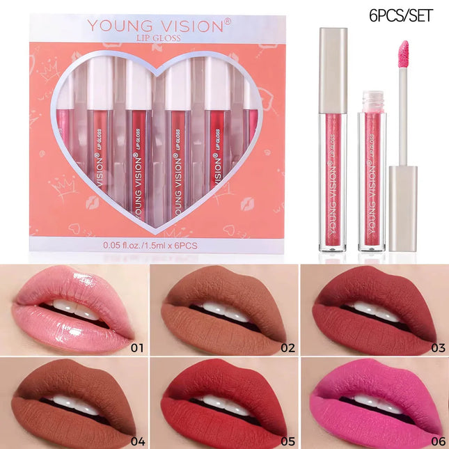 CmaaDu 6pcs/10pcs/set  velvet matte durable waterproof easy color non-stick cup texture silky saturation high lip gloss