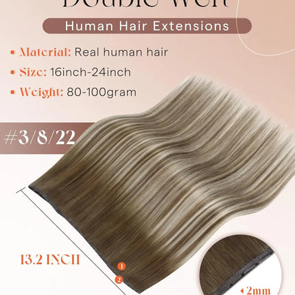 VeSunny Butterfly Hair Extensions Real Human Hair Balayage Genius Weft Hair Extensions Invisible Straight Micro Bead Remy Hair
