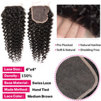 4X4 Curly Lace / 8inches / Middle Part