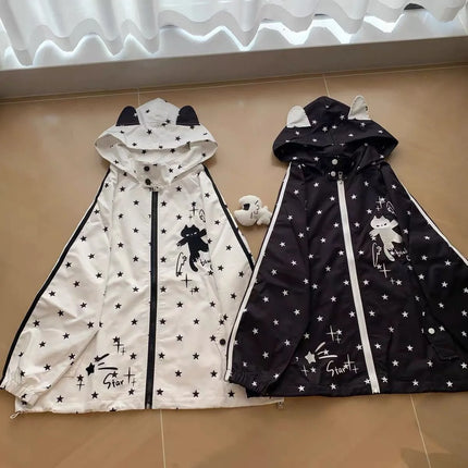 Japanese Y2k Hoodies Jackets Women Clothes Polka Dot Cat Print Sweatshirts 2026 Ropa Mujer Casual Chic Hooded Cute Hoodie Tops