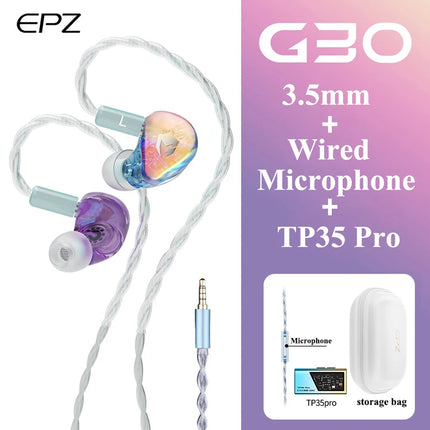 EPZ G30 In-Ear Earphones HIFI Sound Quality Music IEM Wired E-Gaming Earphones 1DD+1BA hybrid Armature with Detachable Cable