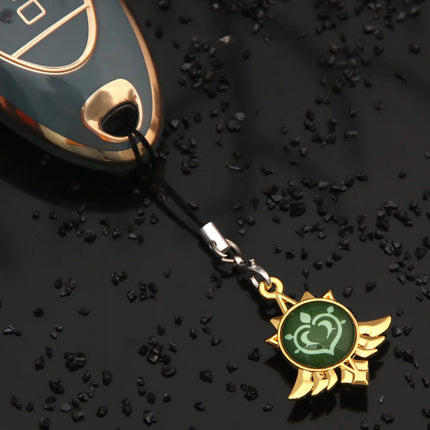 Genshin Impact Hanging Rope Pendant Keychain Eye Of God Seven Elements Double Sided Glass Pendant Keyring Cell Phone Charm