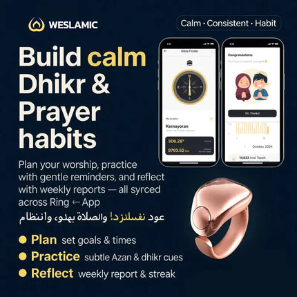 Weslamic new arrivals electronics itasbih ring black tasbeeh counter zikr smart ring electronics product hajj and umrah prayer