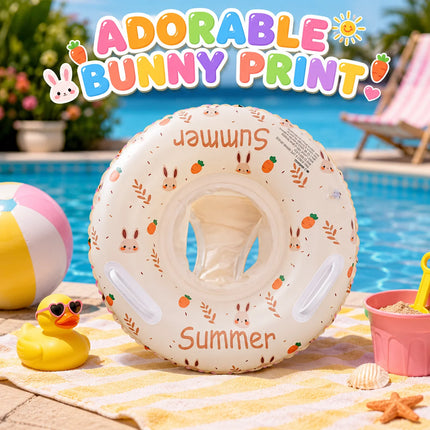 1PC Swimming Float Ring, Inflatable Pool Seat with Handles, Cartoon Bunny Toddler Pool Float Tube Summer Water Fun