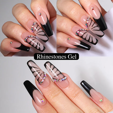 MSHARE 3D Top Coat Gel 50ml 5 IN 1 Rhinestones No Wipe Water Drop UV/LED Soak Off Gel for Nail Art & Extensions