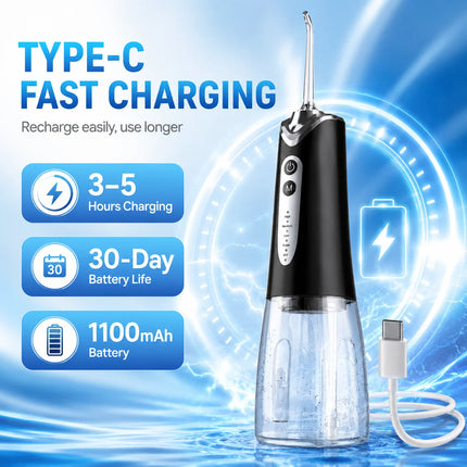 Portable Wireless Water Flosser 300ml Oral Irrigator 5 Modes 4 Nozzles IPX7 Waterproof Deep Cleaning Of the Mouth And Teeth New
