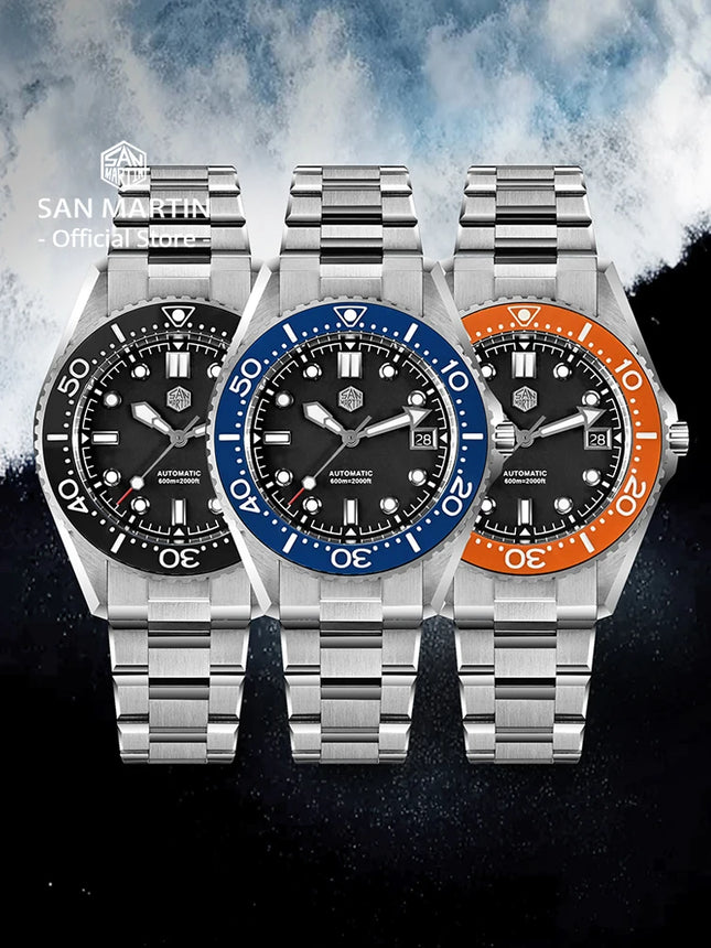 San Martin Upgraded 41mm Waterproof 600m Classic Men Diver Watch Helium Escape Valve ST 2130 Automatic Mechanical Watches SN0036