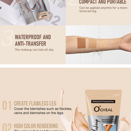 OCHEAL 100ml Beauty Leg Cream Makeup Body Coverage Long-lasting Waterproof Concealer Skin Tone Wheat Tan Brown Liquid Foundation