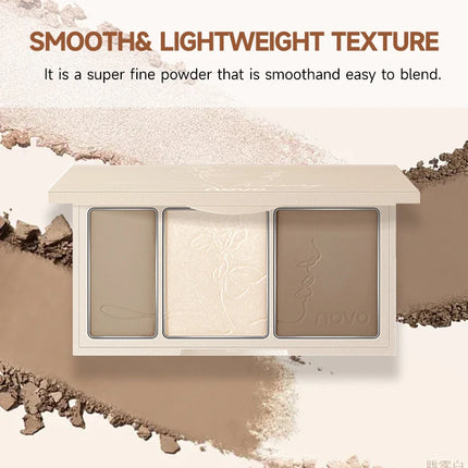 3-In-1 Contouring Powder - Easy To Blend, Highlight And Contour Palette, Ultra-Fine And Long-Lasting, Complexion-Enhancing Shade