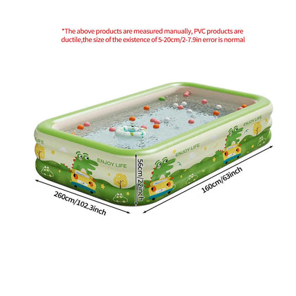 Inflatable Swimming Pool Set Portable Rectangular PVC Pool with Pump Balls and Pool Floats for Backyard Summer Water Fun