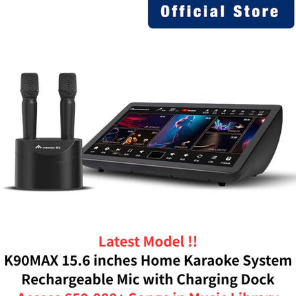 InAndOn K90MAX karaoke machine 15.6 inches Touchscreen 2 microphones 650000 songs high quality bluetooth portable