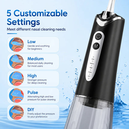 Electric Nasal Irrigation System Sinus Rinse Machine With 300ml Water  Nose Cleaner IPX7 Type C Charging For Daily Nasal Care