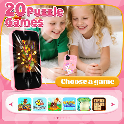 Kawaii Cartoon Kids Smart Toy Phone, Children's Camera, 2.8-Inch Touch Screen, HD Dual Camera, Photo Taking, Photography, Music
