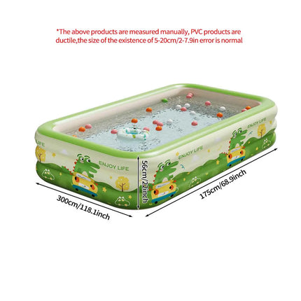 Inflatable Swimming Pool Set Portable Rectangular PVC Pool with Pump Balls and Pool Floats for Backyard Summer Water Fun