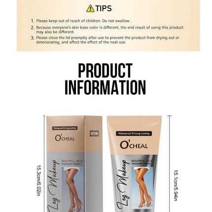 OCHEAL 100ml Beauty Leg Cream Makeup Body Coverage Long-lasting Waterproof Concealer Skin Tone Wheat Tan Brown Liquid Foundation