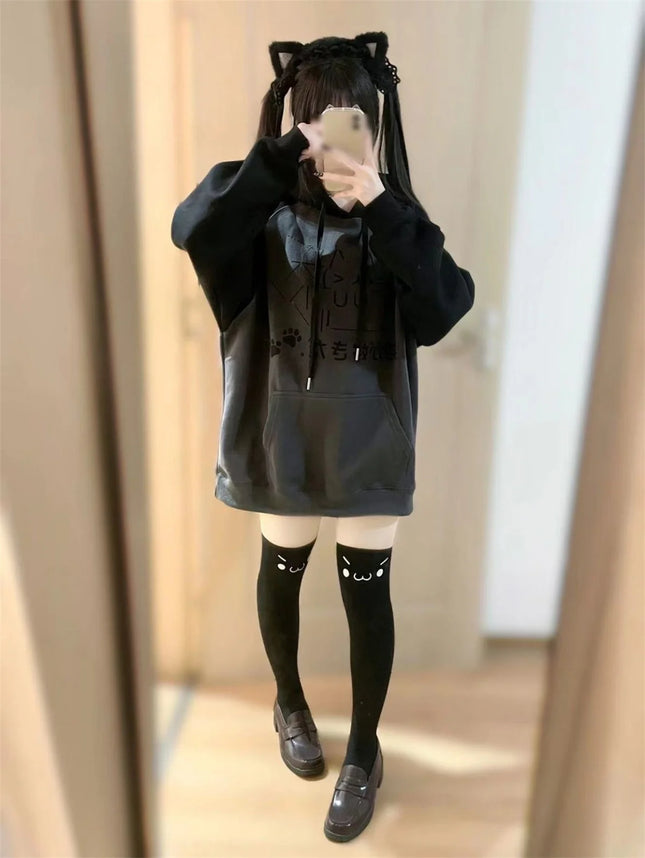 Spring Autumn Hoodie Sweatshirt Women Tops Loose Casual Milk Print Hoodie Streetwear Girl Pullover Japan Hoodies Funny Female