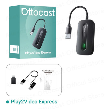 Ottocast Play2Video Ultra/Express Wireless CarPlay Android Auto Adapter Android AI Box for Netflix Youtube Spotify Accessories