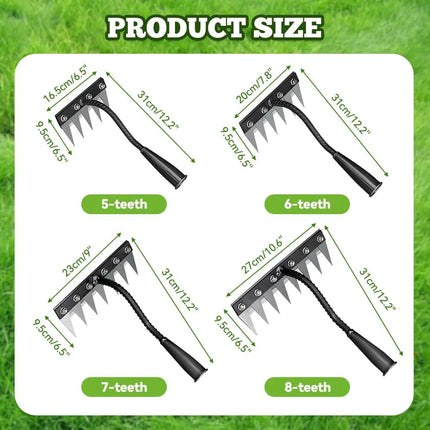 5/6/7/8 Tines Weed Puller Tool Garden Weed Pulling Tool Rake Alloy Steel Hand Weeder Tool Weed Remover Tool for Farm Backyard
