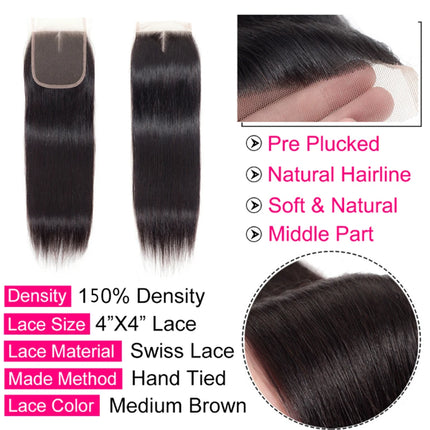 Lace Closure Only 4x4 Water Wave Closure 15A Human Hair Brazilian Lace Closure Deep Curly Straight Body Loose Wave Closure Only