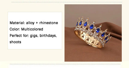 European Princess Queen Tiara Round Baroque Pageant Crowns Crystal Full Crown King Tiaras Bridal Wedding Hair Accessories