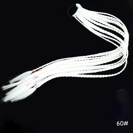 AZQUEEN Synthetic Rainbow Color Braided Ponytail For Girls Hair Elastic Rubber Band 60CM Braid Pony Tail Hair Extensions