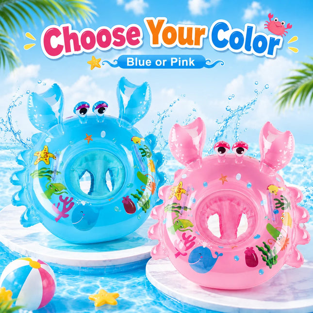 Toddler Pool Floats, Inflatable Pool Ring, Crab Shape with Seat Handles Swimming Circle for Pool Beach