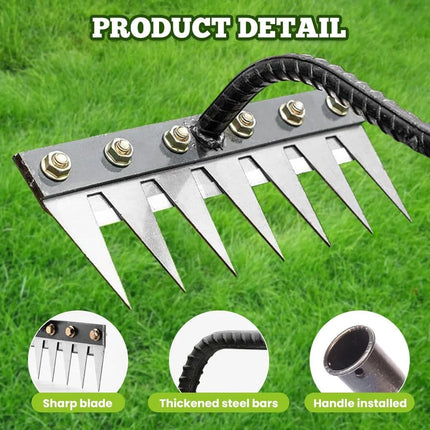 5/6/7/8 Tines Weed Puller Tool Garden Weed Pulling Tool Rake Alloy Steel Hand Weeder Tool Weed Remover Tool for Farm Backyard