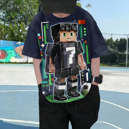 Casual & Fashionable T-Shirt Cartoon Cool Graphic Crew Neck Short Sleeve Children's Outdoor Clothing Popular Hot Selling Item
