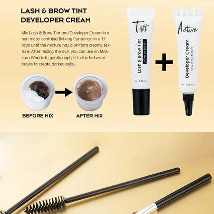 Gollee Classic Black Natural Lash and brow Tinting Set Lasting Waterproof Eyelash Fast Tint Kit Enhancers Easy Dye Makeup Tools