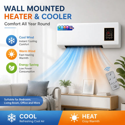Mini Split Air Conditioner Heater Wall Mounted for Dorm Apartment with Heat Pump Single-Function Energy-Efficient Cooling Heat