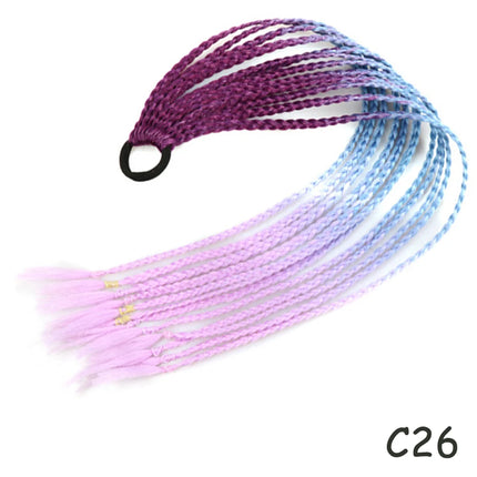 AZQUEEN Synthetic Rainbow Color Braided Ponytail For Girls Hair Elastic Rubber Band 60CM Braid Pony Tail Hair Extensions