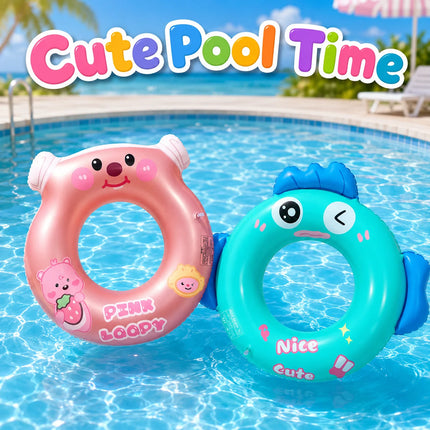 1PC Cute Cartoon Inflatable Swim Ring, Pool Floats Tube, Summer Swimming Circle Floatie Water Fun for Beach Pool Outdoor
